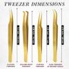 4-Piece Eyelash Tweezers Set for Flawless Grooming, Beauty Pluckers Stainless Steel, Nose and Facial Hairs Ingrown Hair Removal Splinter UK (Gold) view 4