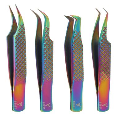 4-Piece Eyebrow Tweezers Set for Flawless Grooming, Beauty Pluckers Stainless Steel, Nose and Facial Hairs Ingrown Hair Removal Splinter UK (Rainbow)