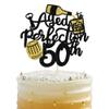 Rsstarxi 1 Pack Aged to Perfection 50th Birthday Cake Topper Glitter Wine 50th Birthday Cake Decoration Cheers to 50th Years Cake Pick for Whisky Theme Husband 50th Birthday Party Decorations view 1