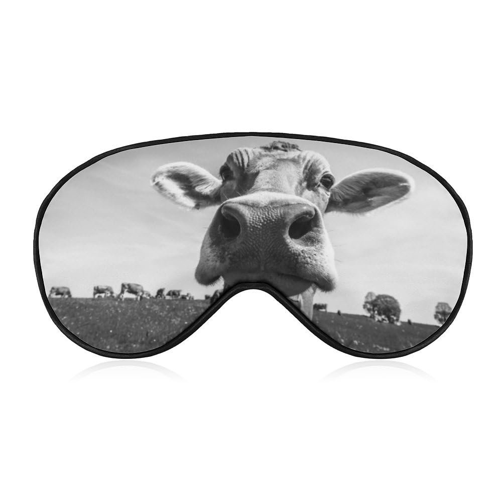 Cute Agricultural Cow on Mountain Eye-Patch Blindfold, Sleep Eye Mask for Men Women Teens Kids, Night Sleep Eye Shade Cover Comfort for Travel Yoga Nap