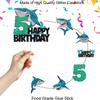 Kids' White Shark Themed 5th Happy Birthday Cake Toppers 7-PC Set - Perfect for a great white shark themed birthday party or ocean themed party decoration for a boy or girl - SugarGera view 3