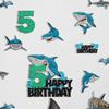 Kids' White Shark Themed 5th Happy Birthday Cake Toppers 7-PC Set - Perfect for a great white shark themed birthday party or ocean themed party decoration for a boy or girl - SugarGera view 4