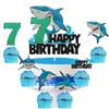 Kids' White Shark Themed 7th Happy Birthday Cake Toppers 7-PC Set - Perfect for a great white shark themed birthday party or ocean themed party decoration for a boy or girl - SugarGera, SET-SHAYU-7 view 1