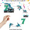 Kids' White Shark Themed 7th Happy Birthday Cake Toppers 7-PC Set - Perfect for a great white shark themed birthday party or ocean themed party decoration for a boy or girl - SugarGera, SET-SHAYU-7 view 3