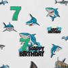 Kids' White Shark Themed 7th Happy Birthday Cake Toppers 7-PC Set - Perfect for a great white shark themed birthday party or ocean themed party decoration for a boy or girl - SugarGera, SET-SHAYU-7 view 4