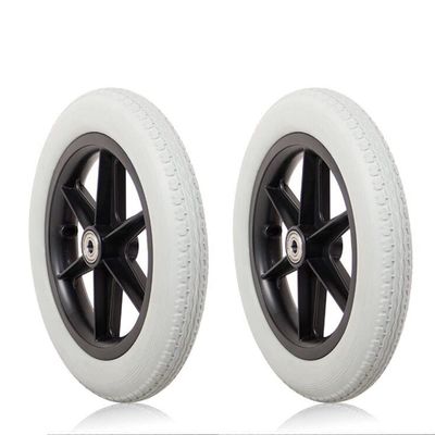 14in/35cm Wheelchair Rear Wheels - 2PCS Solid Wheel Replacement for Wheelchairs Rollators Walkers, Anti- Slip Rubber Wheel with Bearing