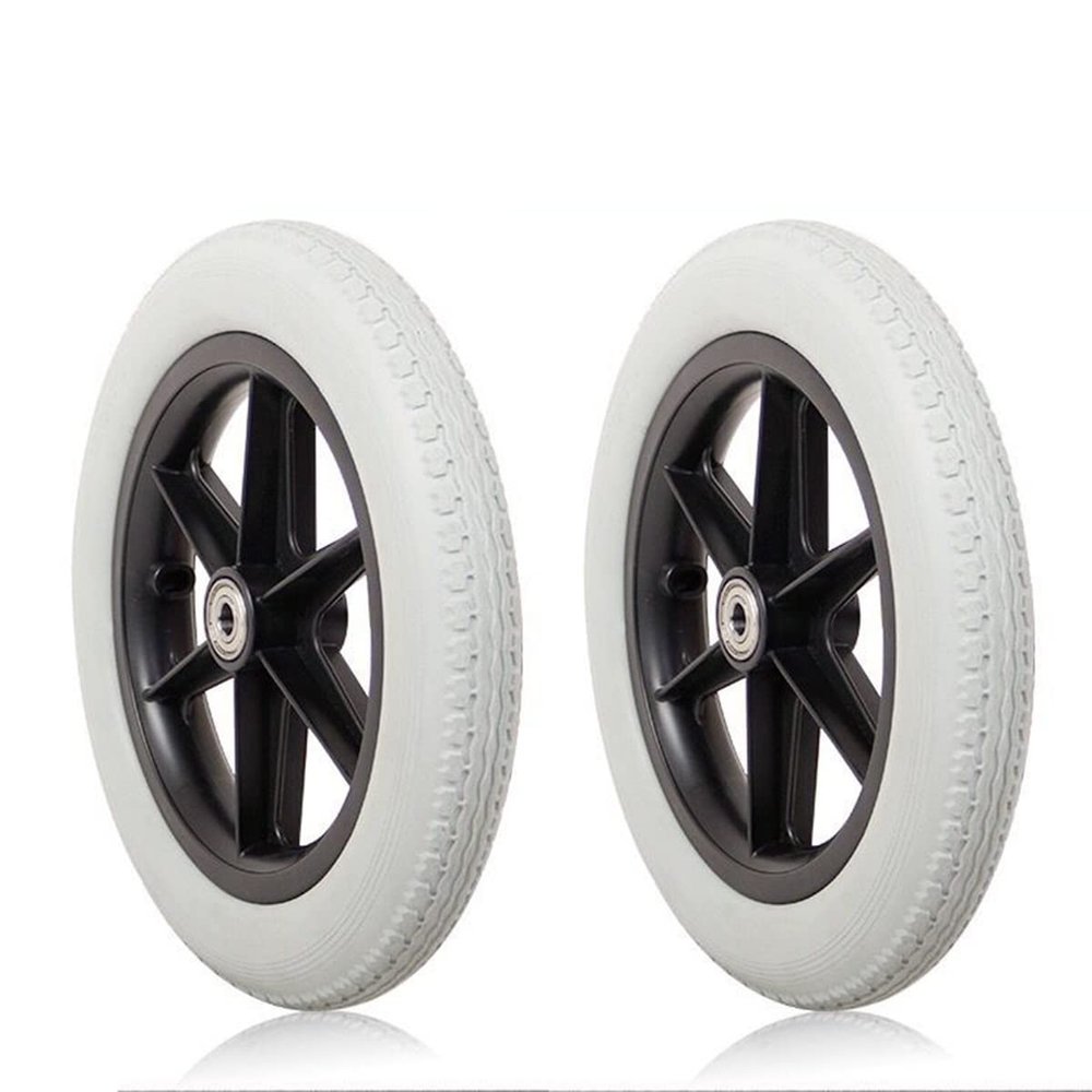 14in/35cm Wheelchair Rear Wheels - 2PCS Solid Wheel Replacement for Wheelchairs Rollators Walkers, Anti- Slip Rubber Wheel with Bearing