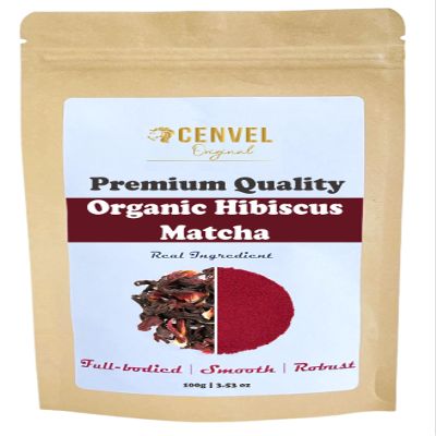 CENVEL Organic Hibscus Matcha Tea | Premium Quality Ingredient | 100% Ntural and Pure | Great Detox Treatment | Eco-Friendly packaging | (100g)