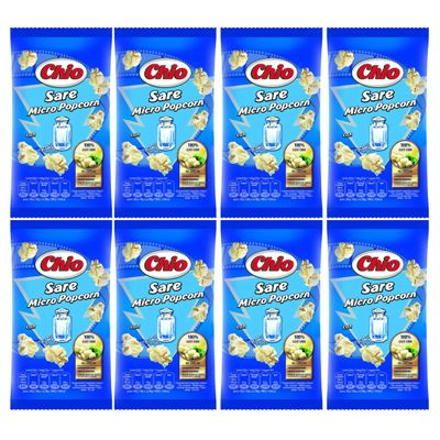 CHIO Micro Popcorns | Microwave Flavoured Popcorns Seeds| 100% Gust CHIO | Popping Pop Corn Kernels for The Family | Movie Night Helathy Snack (Salt(Sare) 80g, 8 Pack)