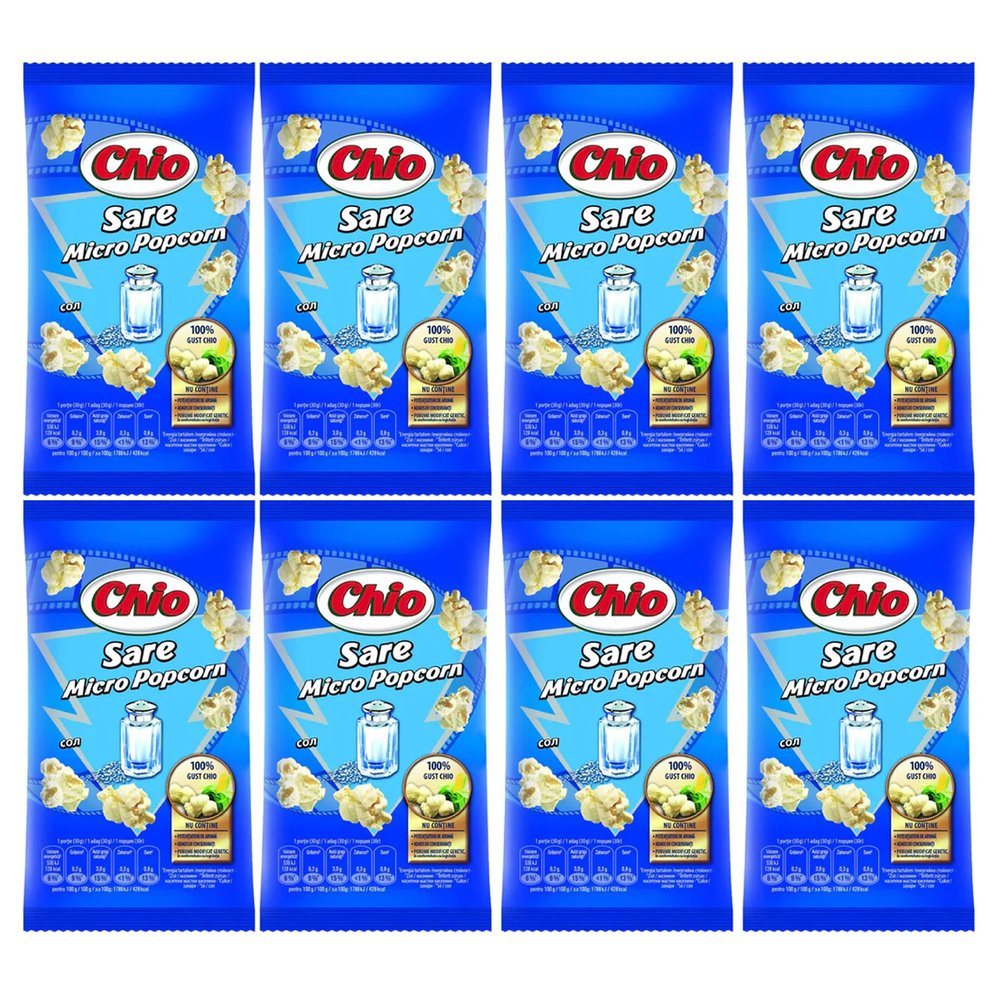 CHIO Micro Popcorns | Microwave Flavoured Popcorns Seeds| 100% Gust CHIO | Popping Pop Corn Kernels for The Family | Movie Night Helathy Snack (Salt(Sare) 80g, 8 Pack)