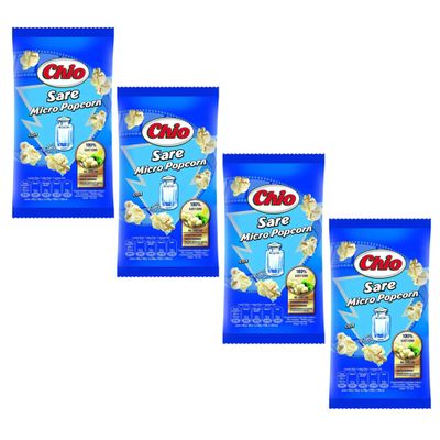 CHIO Micro Popcorns | Microwave Flavoured Popcorns Seeds| 100% Gust CHIO | Popping Pop Corn Kernels for The Family | Movie Night Helathy Snack (Salt(Sare) 80g, 4 Pack)