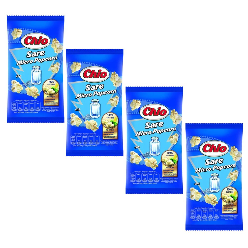 CHIO Micro Popcorns | Microwave Flavoured Popcorns Seeds| 100% Gust CHIO | Popping Pop Corn Kernels for The Family | Movie Night Helathy Snack (Salt(Sare) 80g, 4 Pack)