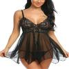 2 Piece Set Women Erotic Sling Lingerie Nightwear Robe Attractive Sleepwear Night Dress Sleep Wear Black view 1