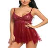 2 Piece Set Women Erotic Sling Lingerie Nightwear Robe Attractive Sleepwear Night Dress Sleep Wear Black view 3