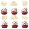 30Pcs Happy 60th Birthday Cupcake Toppers Gold Glitter Sixty Cake Toppers Cheers to 60 Years Old Birthday Cupcake Picks for 60th Birthday Anniversary Party Cake Decorations Supplies view 1