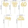30Pcs Happy 60th Birthday Cupcake Toppers Gold Glitter Sixty Cake Toppers Cheers to 60 Years Old Birthday Cupcake Picks for 60th Birthday Anniversary Party Cake Decorations Supplies view 2