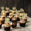30Pcs Happy 60th Birthday Cupcake Toppers Gold Glitter Sixty Cake Toppers Cheers to 60 Years Old Birthday Cupcake Picks for 60th Birthday Anniversary Party Cake Decorations Supplies view 4