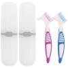 JECOMPRIS Travel Oral Hygiene Kit 2 Sets Dual Bristle Heads Toothbrushes with Cover Case Ergonomic Handle Toothbrushes for Deep Cleaning Care Compact Tuft Toothbrush Firm view 1