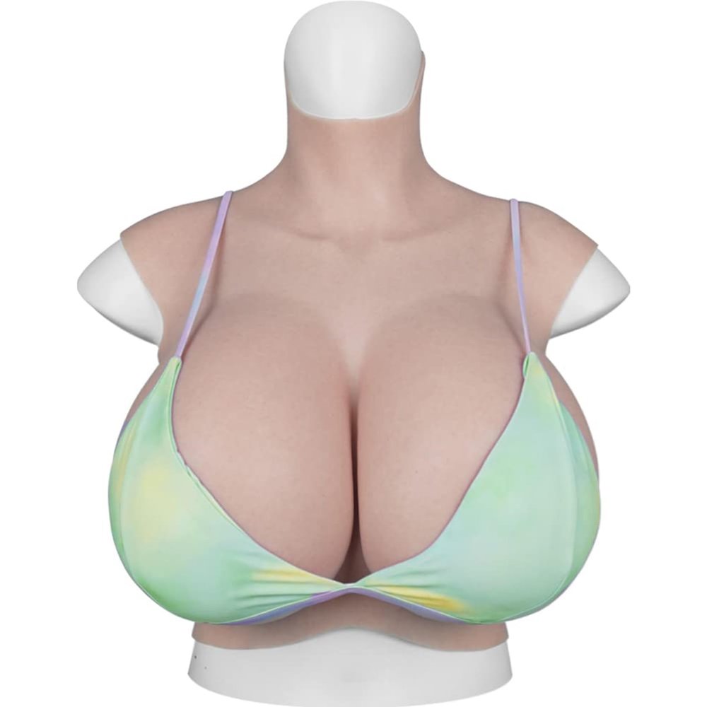 HUANQIN Simulation Boob Fake Breasts False Breasts False Boobs Silicone Filled S Cup, False Breasts Fake Boobs Cosplay Waterdrop Shaped, Silicone Breastplate Realistic Transgender, Tan