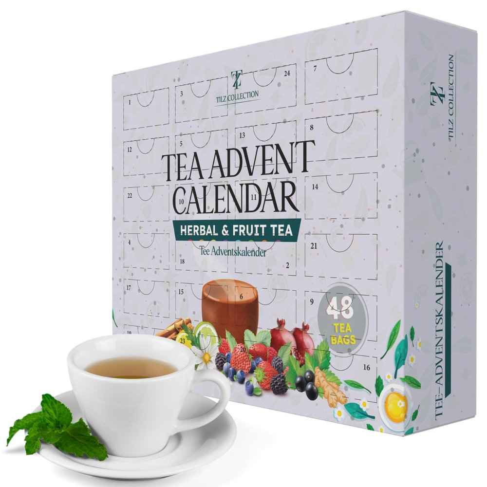 Tea Advent Calendar 2025 for Men & Women | 2x 24 Day Flavoured Tea Selection | Herbal, Fruit & Spiced Teas | Unique Christmas Tea Gift Set
