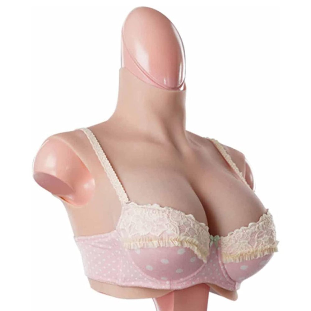 HUANQIN Silicone Breast Form Realistic Breast Plates Artificial Breast Cotton Filled C Cup, False Breasts Fake Boobs Cosplay Waterdrop Shaped, Realistic Fake Boobs Prosthesis Breasts, Tan