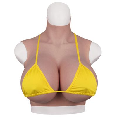 HUANQIN Silicone Breast Form Realistic Breast Plates Artificial Breast Cotton Filled Z Cup, Drag Queen Transgender Cosplay Realistic Breastplate, Silicone Breast Forms Realistic Breastplate, Ivory