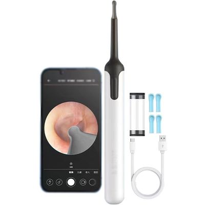 Ear Wax Removal Tool Smart Ultra HD Visual Ear Cleaner, 500W Pixel Household Otoscope, Ear Cleaner Tool For Dogs, Portable Earwax Removal Tool, For Boys/girls (Color : White color, Size : Set)