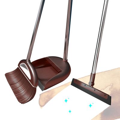 SENZZ Broom and Dustpan Kit, 34.5 Inch Long Handled Dustpan and Brush Set, Dust Pan and Broom with Extendable Handle, Broom Cleans Dustpan Combo for Indoor Outdoor Lobby Kitchen Cleaning and Sweeping