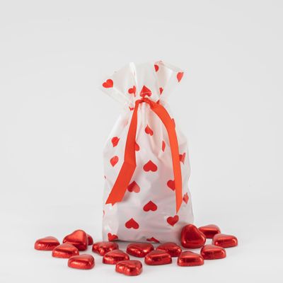 Milk Chocolate Hearts Gift Bag  Red Foiled Chocolate Hearts Perfect For Mothers Day, Valentines Day, Birthday or Anniversary  Exclusive To Burmonts