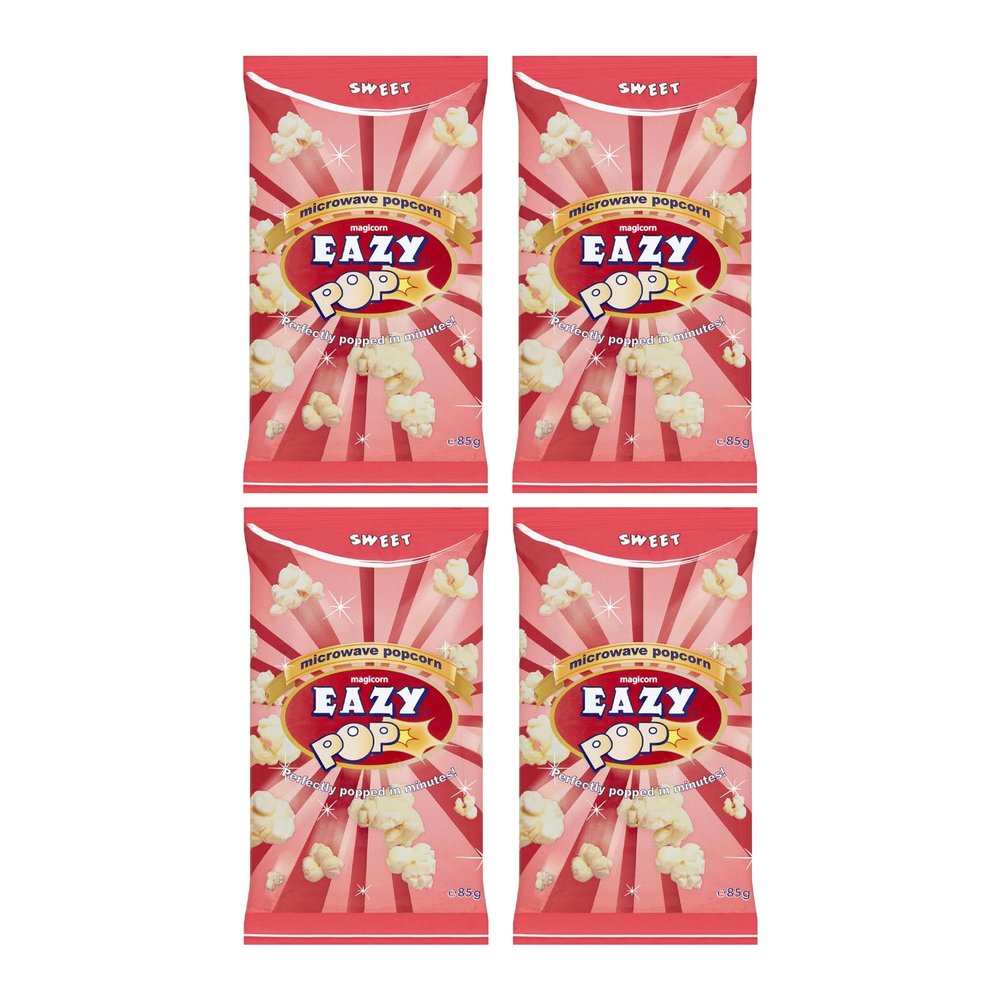 Eazy Pop Microwave Popcorns | Magicorn Salted, Sweet & Butter Popcorns Seeds | Popping Pop Corn Kernels for The Vegetarians Family | Perfectly Popped in Minutes (4 Pack, Sweet)