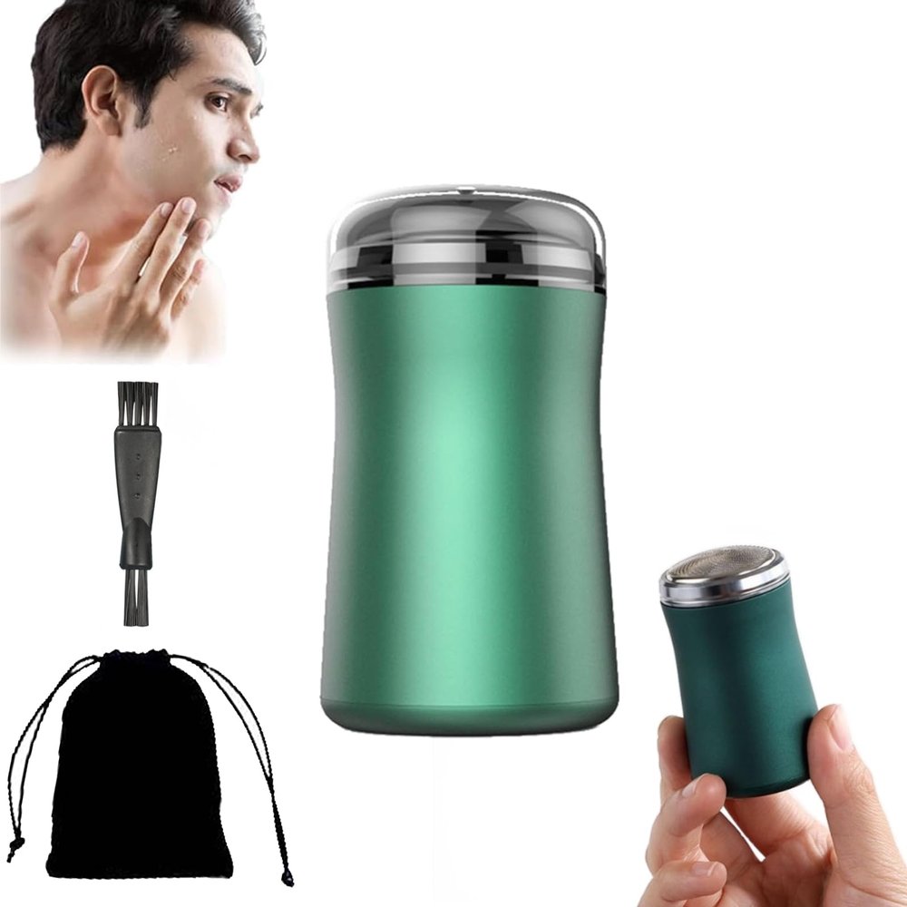 Ailsion Pocket Size Washable Electric Razor, Ailsion Shaver, Ailsion Pocket Shaver, Pocket Size Portable Shaver Wet and Dry Mens Razor USB, Electric Razor for Men Face Clean (1Pcs-Green)