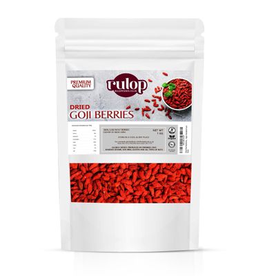 Rulop Dried Goji Berries 1kg - 100% Natural - Non GMO - Premium Quality, Vegan, Resealable Pouch