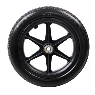 12 Inch Light Gray/Black Wheelchair Casters Wheelchair Accessories Rear Wheels PU Tire Solid Wheels Manual Wheelchair Rear Wheels 1 pcs (Color : Black, Size : 1 pcs)