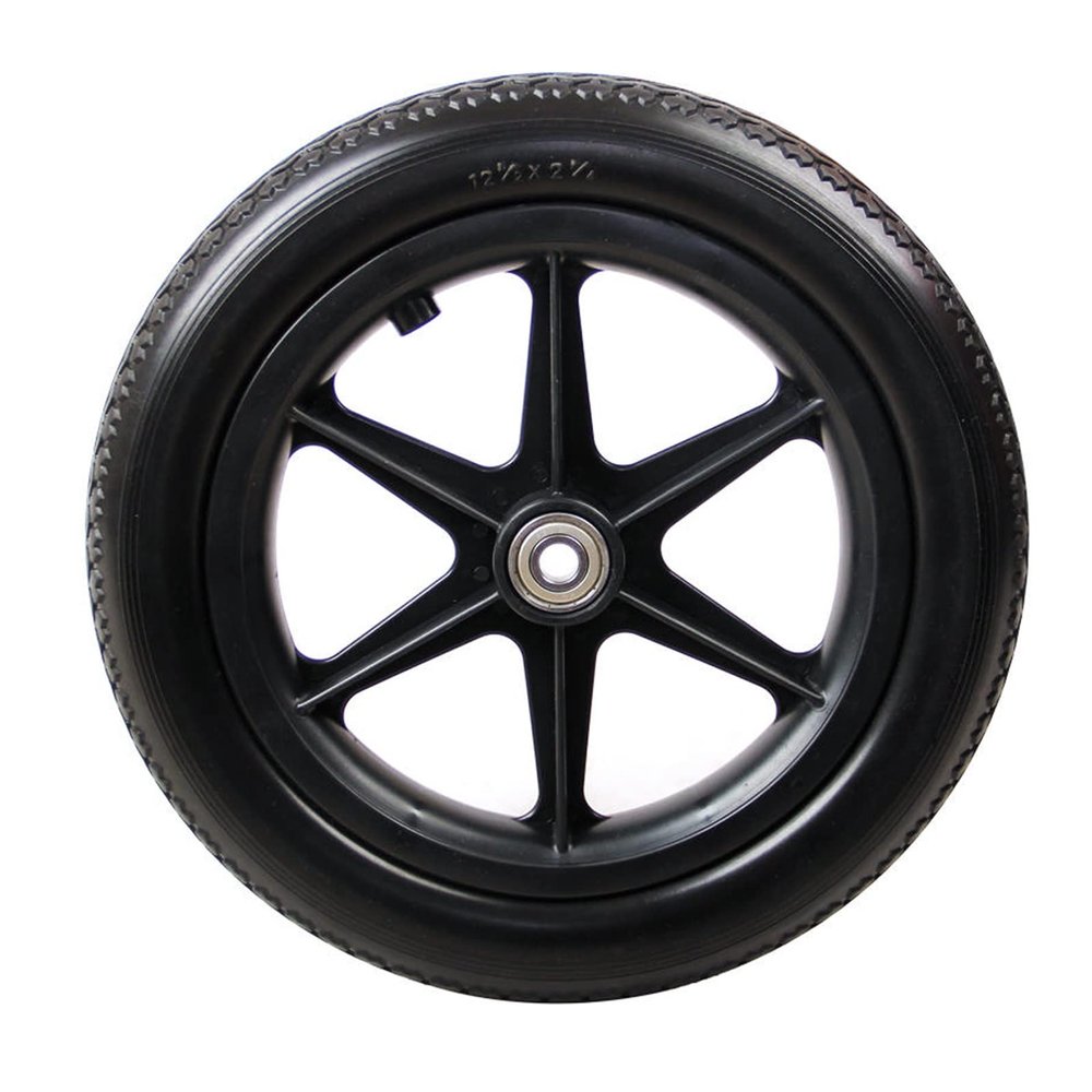 12 Inch Light Gray/Black Wheelchair Casters Wheelchair Accessories Rear Wheels PU Tire Solid Wheels Manual Wheelchair Rear Wheels 1 pcs (Color : Black, Size : 1 pcs)