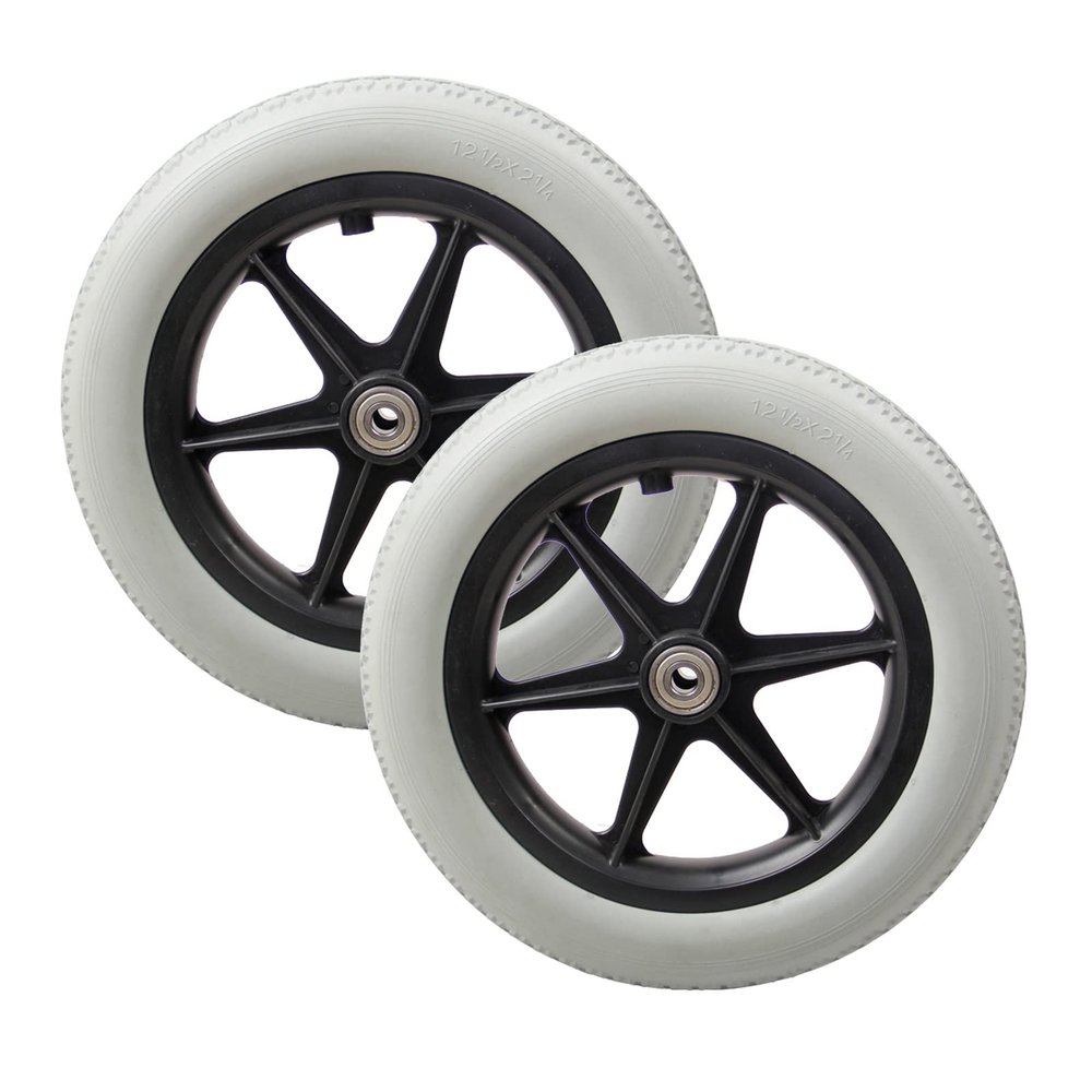 1 Pair Of 12 Inch Wheelchair Swivel Wheels, PU Spare Solid Rear Wheels, Light Gray Black Accessories Non-slip Rear Wheels (Color : Gray)