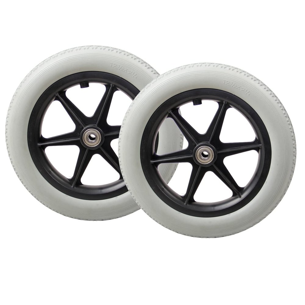 12 Inches 30 Cm High-strength Wheelchair Set Non-inflatable Wheelchair Rear Wheels Professional Wheelchair Spare Wheel Accessories, Saving Manpower (Color : Gray)
