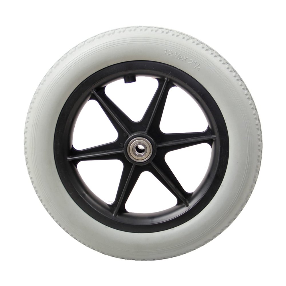 12 Inch Lightweight Wheelchair Accessory Black/Grey Wheelchair Replacement Spare Solid Rear Wheel Non-Slip Rear Wheel (Color : Gray)