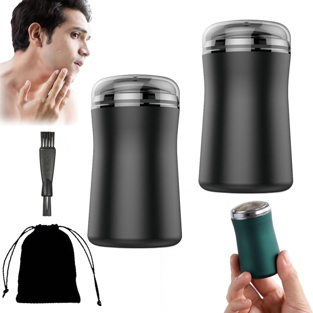 Ailsion Pocket Size Washable Electric Razor, Ailsion Shaver, Ailsion Pocket Shaver, Pocket Size Portable Shaver Wet and Dry Mens Razor USB, Electric Razor for Men Face Clean (2Pcs-Black)