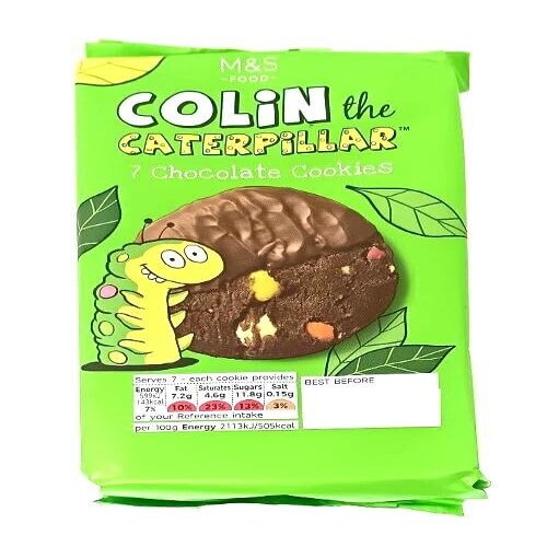 M&S Food 7 Chocolate Cookies Colin the Caterpillar 200g - 2 Pack in a Premier Life Store Box
