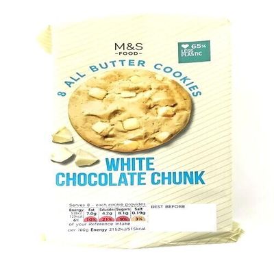 M&S Food 8 All Butter Cookies White Chocolate Chunk 200g - 2 Pack in a Premier Life Store Box