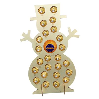 Anneome Christmas Countdown Calendar Wooden Snowman Chocolate Rack DIY Painting Shelf for Home Office Decoration