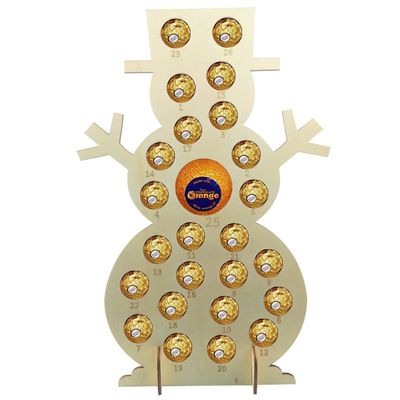 OHPHCALL Christmas Calendar Snowman Wooden Candy Holder with 24 Compartments for Store and Party Use