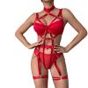 Rrunsv Sexy Lingerie for Women Christmas Four Piece Sexy Underwear Sexy Lingerie with Stockings for Women Plus Size (Q02-Red, M) view 1