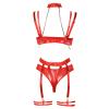 Rrunsv Sexy Lingerie for Women Christmas Four Piece Sexy Underwear Sexy Lingerie with Stockings for Women Plus Size (Q02-Red, M) view 2