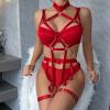Rrunsv Sexy Lingerie for Women Christmas Four Piece Sexy Underwear Sexy Lingerie with Stockings for Women Plus Size (Q02-Red, M) view 4