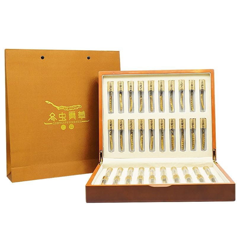 Akersunder Genuine Dried Cordyceps sinensis/winterworm summerherb, Ophiocordyceps sinensis, naqu cordyceps nagqu Featured Gift Set. (Specifications 1g 4pcs), 40 pcs