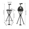 Lilyeriy Walking Stick Cane Chair, Folding Cane with Seat 90CM H Supports up to 100KG Convenient Outdoor Seating Crutches view 4