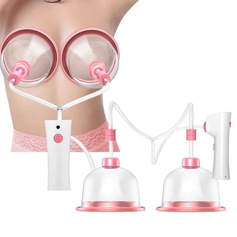 XJZHANG Electric Breast Nipple Massager, Chest Massage Machine with Simulated Human Massage Technique, Negative Pressure Vacuum Breast Cup Liposuction Device for Chest Enlargement Enhance