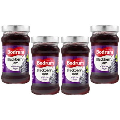 Bodrum BlackBerry Fruit Jam 380g | Rich and Vivid Flavour Preserved Fruit | Sweet & Tart Flavors | Spreadable Texture | Unique & Delicious Taste | Turkey Origin (BlackBerry Jam, 4 Pack)