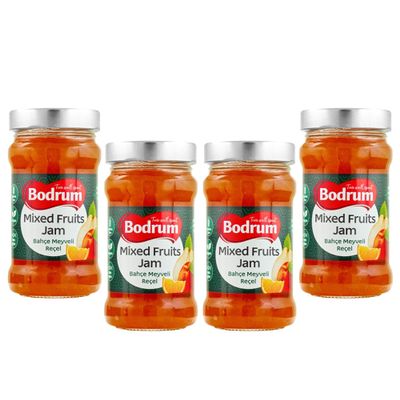 Bodrum Mixed Fruit Jam 380g | Rich and Vivid Flavour Preserved Fruit | Sweet & Tart Flavors | Spreadable Texture | Unique & Delicious Taste | Turkey Origin (Mixed Fruit Jam, 4 Pack)